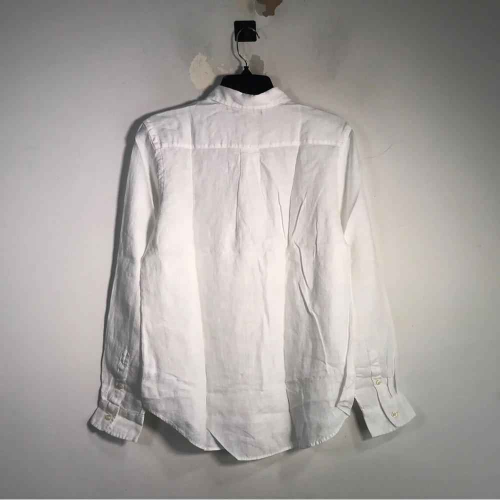 Ralph Lauren Linen Log Sleeve Button Up Shirt, Boy's Size XL 18/20 - White